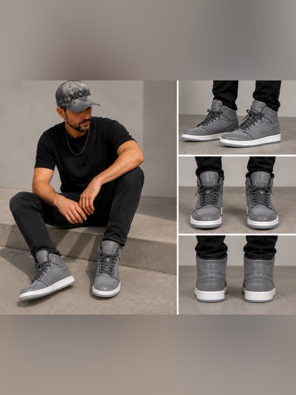 Nike Air Jordan 1 Mid Nouveau wolf Grey High-Top Sneakers